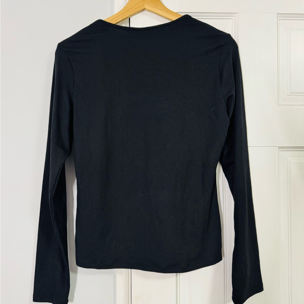 H&M Black Square Neck Long Sleeve Top – Size M – New With Tags - Picture 2 of 4